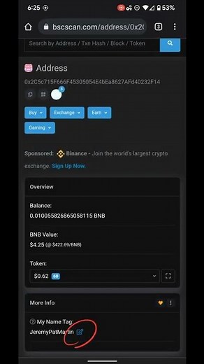 How to tag your binance address on BSCSCAN