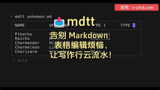 📥 mdtt - 告别 Markdown 表格编辑烦恼，让写作行云流水！