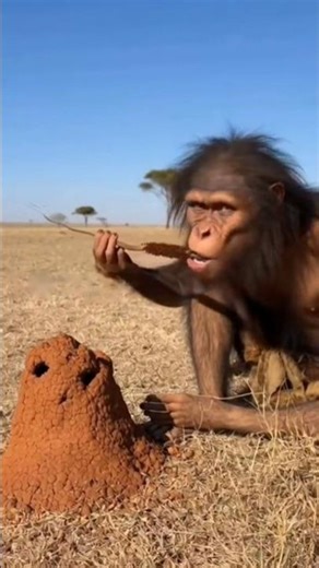 The original trick of primitive man || catching ants with a stick and eating them 😘🤣🤐😃