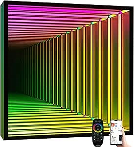 Square Tunnel Lamp Infinity Light Background Wall Lamp for Christmas, Birthday Party, Kids Room, Living Room, Remote Control LED Infinity Wall Mirror (Size : Diameter 30cm)