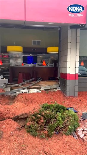 The aftermath after a 91-year-old man crashed into the Denny's on Greentree Rd. this morning. | 100.1 FM and AM 1020 KDKA