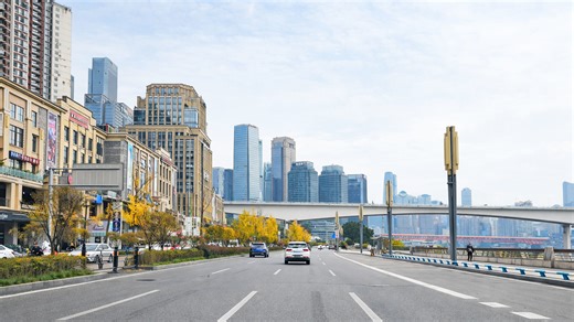 Skyline view while driving in Chongqing