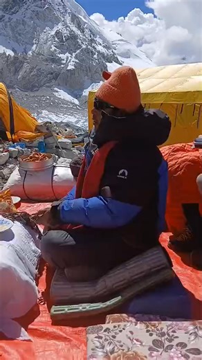 CHO OYU EXPEDITION: Puja Day, Advanced Basecamp (5700m) “Fragrant juniper smoke wafted over me as we sat and listened to scriptures being read, accompanied by bell and drum. Our Puja ceremony was held by Lama Karseng Dorje from Nachung, a small village between Tingri and Base Camp. We were surrounded by snow clad mountains with a blue sky above. Himalayan choughs wheeled in the air, their gloss black feathers striking silhouettes against the azure blue. We were asking the Goddess of Cho Oyu for 