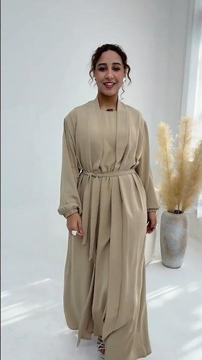 Loriya Solid Color Crepe Women's Abaya Set With Hijab Ramadan Islamic Clothing 3pcs Set Dubai Abaya