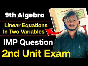 Linear Equation in Two Variables | Class 9 Algebra Chapter 5 IMP Questions 2nd Unit Test | SD Tech