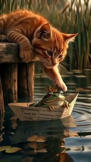 Cat is playing with the Frog | #cat #dancingcats #viral #cute #funny