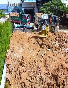 Amazing.! Operator Skill D20p KOMATSU Bulldozer Clear Land And Trash & 5-T Truck Loading Land #trucks #backfill #komatsu #caterpillar #machine #construction #heavyequipment #engineering | Branzo Construction