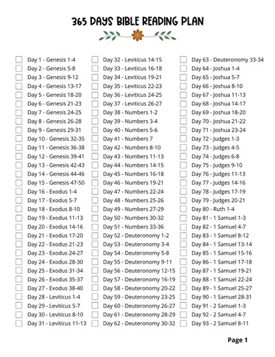 365 Day Bible Reading Plan | Printable Scripture Reading Guide | Read the Bible in One Year | Faith PDF Download - Etsy