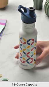 Klean Kanteen Classic Narrow Water Bottle with Sport Cap - Durable Stainless Steel Water Bottle - BPA-Free & Dishwasher-Safe - Retro Dot, 18 oz