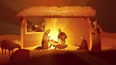 Biblical motion graphics series, nativity scene of The Holy Family in...