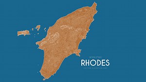 Topographic map of Rhodes, Greece. Vector detailed elevation map of...