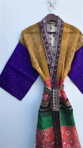 Patchwork Silk Blend Kimono Robe: Dressing Gown, Bohemian Kimono # 252 - Etsy