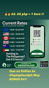 2.1K views · 30 shares | i download na ang #taptapsend at may 15 Euro Bonus sa Unang Padala!!Use Promo Code:MIKEINFINLAND✅ZERO Transfer Fees/mobile wallet & Bank✅GREAT Rates✅FAST & SECURED#mikeinfinland #taptapsendph #taptapsend #remittance #perapadala #ofwlife #ofw | 홈홞홠홚 홞홣 홁홞홣홡홖홣홙 | Facebook