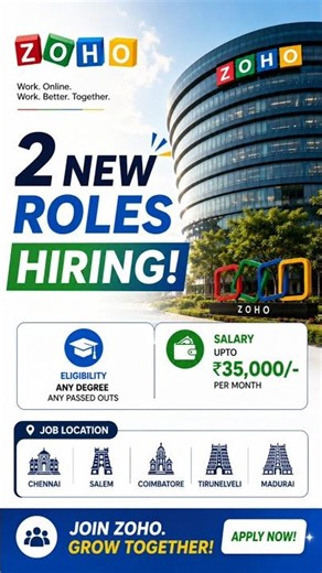 Zoho 2 New Openings 2026 in tamil #shorts