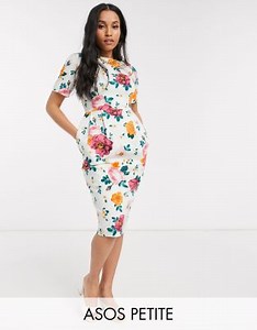 ASOS DESIGN Petite exclusive wiggle midi dress in floral print | ASOS
