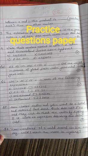 class7maths practice questions paper