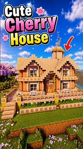 Cute Cherry House in Minecraft! 🍒 Easy Survival House Tutorial #minecraft