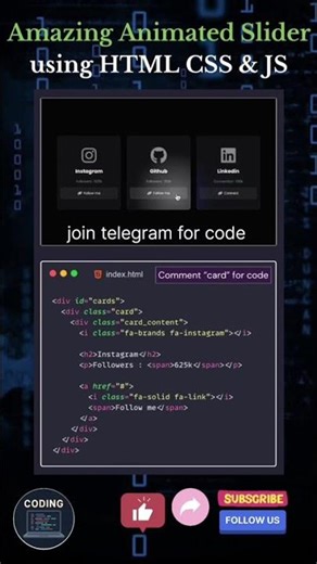 Animated Social Media Card using HTML CSS JS ☠️😱 #coding #css #javascript #html