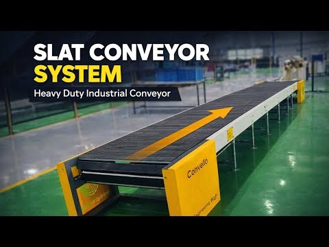 Heavy Duty Slat Chain Conveyor System for Industrial Material Handling | Convello Conveyors