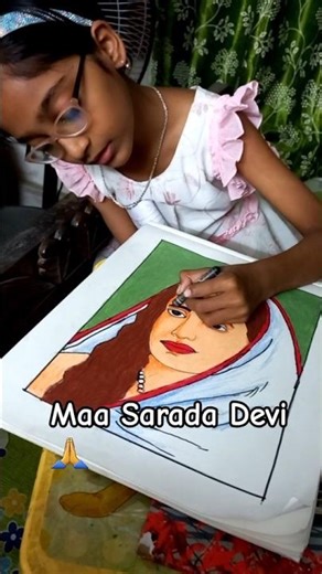 Maa Sarada Devi Drawing ✨ | Student Vedangshi Saha | Coochbehar | #Shorts #indianartistamitthapa