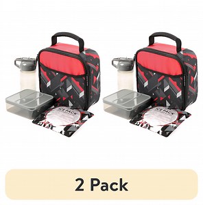 (2 pack) Arctic Zone Lunch Box Combo with Thermal Insulation, Tesseract Gray and Red