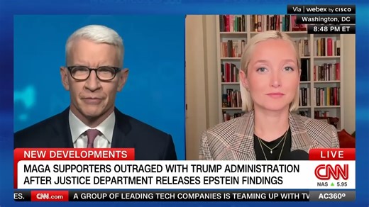 "The irony here is absolutely remarkable": Dasha Burns on the Trump administration facing outrage from MAGA supporters over the Justice Department's Epstein findings. | Anderson Cooper 360