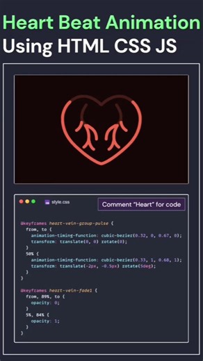 🔥Heart Beat Animation Using HTML CSS & JS #coding