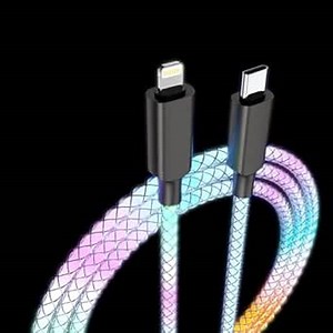 LED Light Up iPhone Lightning Charger Cable 27W iPhone Fast Charger Cord USB to Lightning Cable RGB LED Glowing Apple Fast Charging Cord for Phone 14/13/12/Pro/11/8-3FT (My-RGB-UP-N)