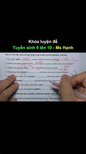 Luyện đề tiếng anh vào 10 #nguphaptienganh