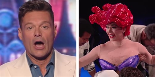 Katy Perry falls off chair after dressing as a mermaid on American Idol