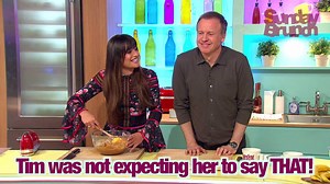 57K views · 592 reactions | Tim thought he'd done his research but his interview with Lea Michele took quite a different turn...  | Sunday Brunch | Facebook