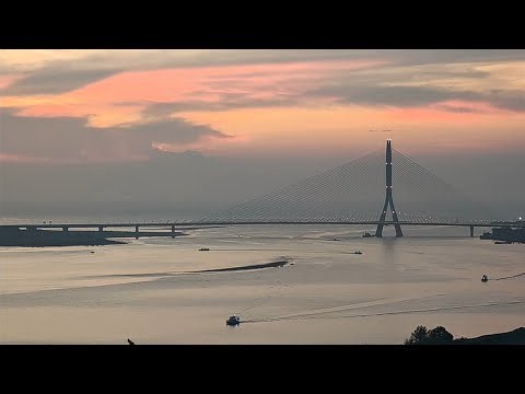 淡江大橋即時高空俯拍畫面04.07台灣最新地標！世界第一單塔斜張橋 The world's longest single-tower, asymmetric cable-stayed bridge