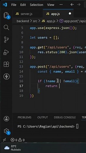 Criando uma API com Node.js 🚀 #nodejs #api #backend #javascript #programação #fullstack
