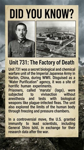 WWII’s Darkest Secret: Unit 731 ☠️ #trending #history #denzel #didyouknow #sad #ww2 #war #horror