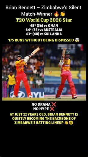 Brian Bennett – Zimbabwe’s Silent Match-Winner 🔥👏 | T20 World Cup 2026 Star