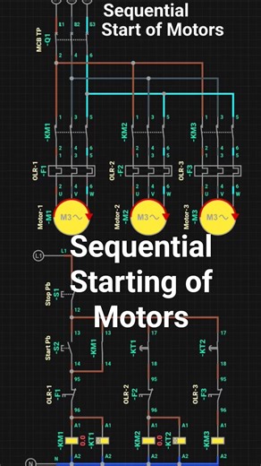 Sequential Starting of Induction Motors circuit on Simurelay App.