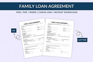 Family Loan Agreement Template: Editable PDF, Word & Canva - Etsy