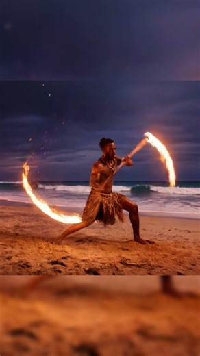 Fire Staff Mastery 🔥 Tribal Rhythm on the Beach