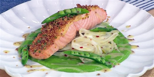 Herb-crusted salmon and veggies: Get Curtis Stone’s recipe