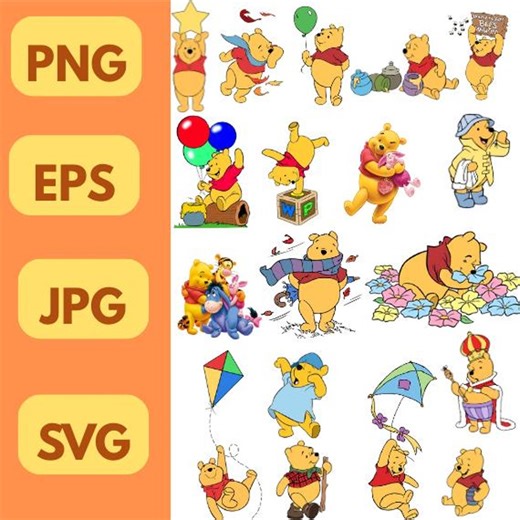 Winnie the Pooh SVG Bundle, Disney Clipart (50+ Files) - Etsy