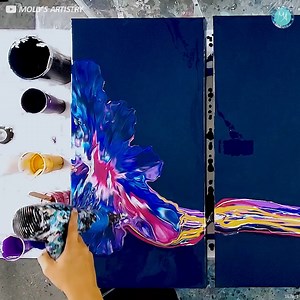 3.6M views · 53K reactions | This is a commission piece that incorporates purple tones on a blue base. I wanted to make sure that it had a lot of negative space with a POP of color. Happy Painting! | MollysArtistry | Facebook