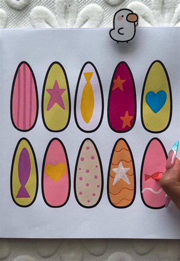 Ocean-inspired Coloring Book Nails ASMR