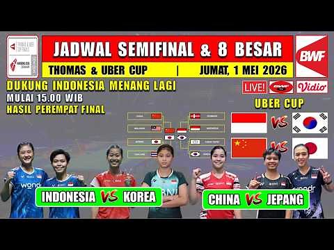 Thomas & Uber Cup 2026 Semifinal Schedule ~ INDONESIA vs SOUTH KOREA ~ CHINA vs JAPAN