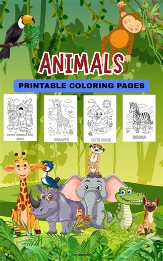 Animals Coloring Pages Printable - Etsy