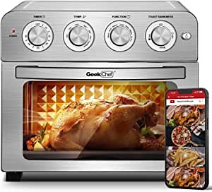 GeekChef 24.5QT Air Fryer Toaster Oven, Extra-Large Air Fryer, 7-in-1 Convection Oven Countertop, Stainless Steel, 100 Online Recipes, 1700W