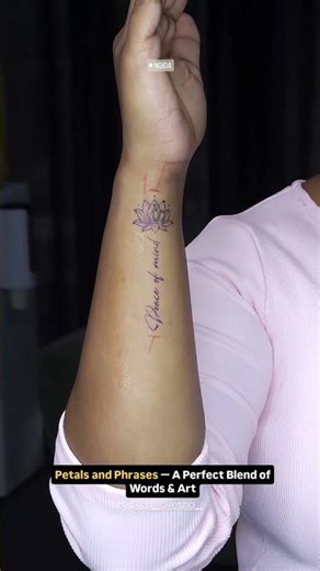 Elegant Script Tattoo with Floral Line Art | Custom Minimalist Tattoo Design 🌸✨