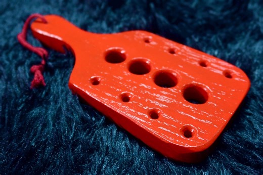 9" Red Oak Lord of Pain BDSM Spanking Paddle | Fancy Hot Red Finish | 12 Holes for Max Impact Paddle Mature - Etsy