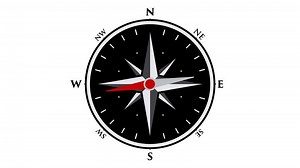 Compass indicator north motion graphics animation white background