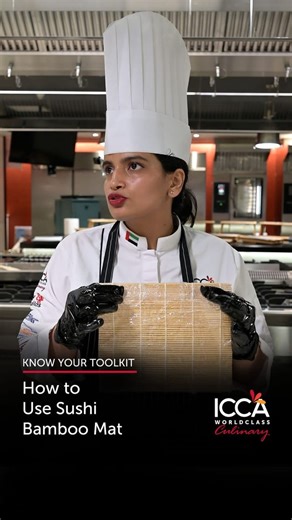 Know Your Toolkit: Sushi Bamboo Mat Meet the humble bamboo mat — the unsung hero of sushi making! 🍣 Chef Shefali breaks down what it is, how to use it like a pro for perfect sushi rolls, and even shares some clever alternative uses you might not expect. A small but mighty tool that makes all the difference in presentation and precision. sushi bamboo mat, makisu sushi rolling mat, sushi making tools, how to roll sushi, sushi chef tips #ICCADubai #PassionToProfession #ICCAin90Days #CulinaryExcell