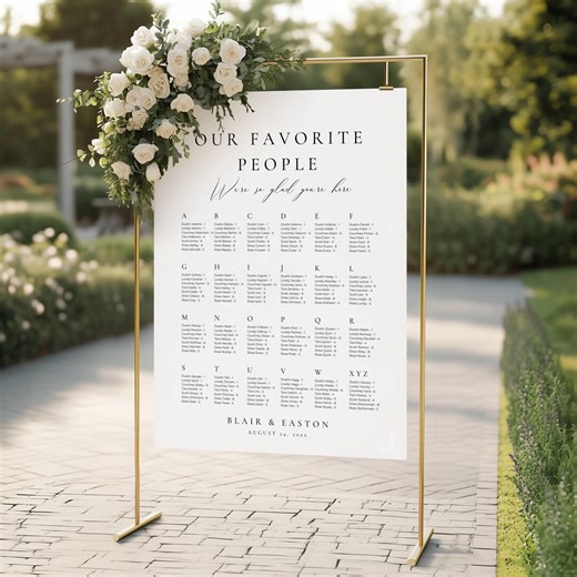 Wedding Seating Chart Template Canva, Alphabetical Seating Plan Printable, Modern Seating Chart by Last Name, Our Favorite People Sign AT10 - Etsy